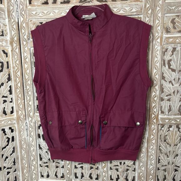 Vintage 80s Purple Cover Up Full Zip Sporty Track Vest Size XL Beach Retro - Picture 1 of 9